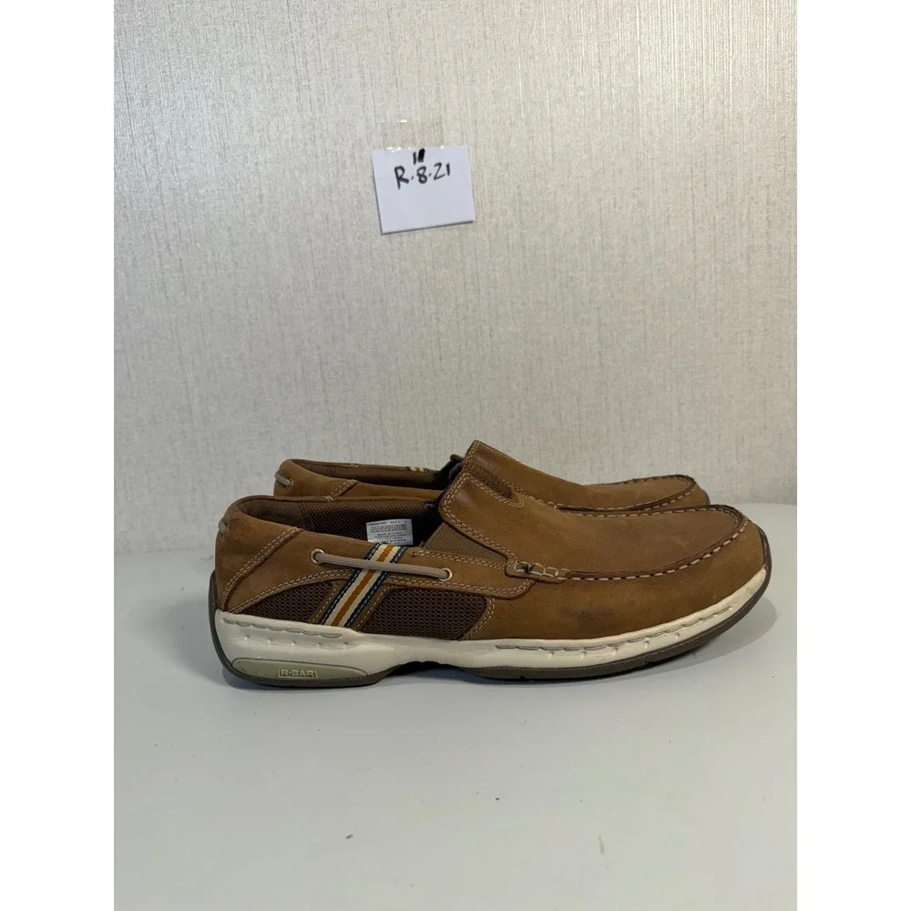 Dunham Mens MCN412BR Brown Leather Slip On Boat Shoes Loafers R-BAR Size 11.5 D